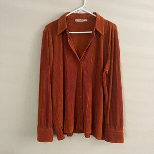 Abercrombie & Fitch Women's Ribbed Button Down Blouse, Size Large